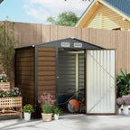4.3 x 6.2 ft Garden Shed w/ Ventilation Slots, Lockable Door and Gloves for Garden, Patio, Oak