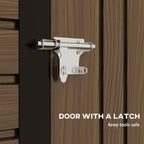 4.3 x 6.2 ft Garden Shed w/ Ventilation Slots, Lockable Door and Gloves for Garden, Patio, Oak