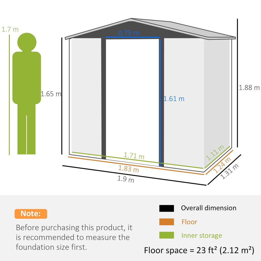 4.3 x 6.2 ft Garden Shed w/ Ventilation Slots, Lockable Door and Gloves for Garden, Patio, Oak
