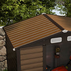 4.3 x 6.2 ft Garden Shed w/ Ventilation Slots, Lockable Door and Gloves for Garden, Patio, Oak
