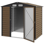 4.3 x 6.2 ft Garden Shed w/ Ventilation Slots, Lockable Door and Gloves for Garden, Patio, Oak