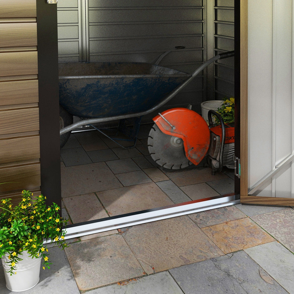 4.3 x 6.2 ft Garden Shed w/ Ventilation Slots, Lockable Door and Gloves for Garden, Patio, Oak