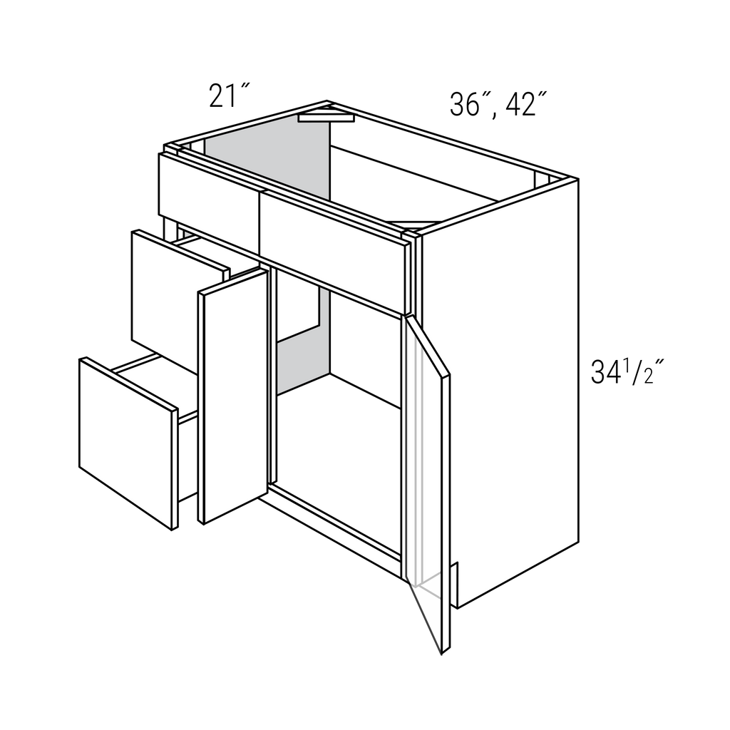 Surplus 30" Mist Vanity with 2 Drawers on Left, 2 Doors