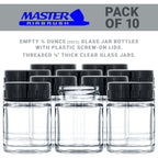 10 Pack TB-001 Empty 3/4 Ounce (22cc) Glass Jar Bottles with Plastic Lids, Paint Storage Bottles, Jars Screw Into Siphon Feed Airbrush Lid Assemblies
