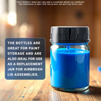 10 Pack TB-001 Empty 3/4 Ounce (22cc) Glass Jar Bottles with Plastic Lids, Paint Storage Bottles, Jars Screw Into Siphon Feed Airbrush Lid Assemblies
