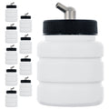 10 Pack TB-005, 2.7oz Plastic Jar Bottles with 60Â­ Down Angle Adaptor Lid Assembly, Single-Action Siphon