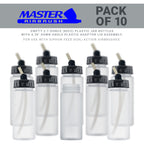 10 Pack TB-008, 2.7oz Plastic Jar Bottles with 30° degrees Down Angle Adaptor Lid Assembly, Single-Action Siphon