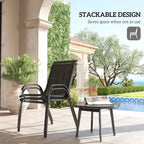 Set of 2 Outdoor Stackable Chairs with High Back & Breathable Mesh Seat, Black