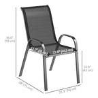 Set of 2 Outdoor Stackable Chairs with High Back & Breathable Mesh Seat, Black