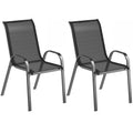 Set of 2 Outdoor Stackable Chairs with High Back & Breathable Mesh Seat, Black