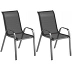 Set of 2 Outdoor Stackable Chairs with High Back & Breathable Mesh Seat, Black