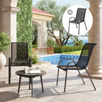 Set of 2 Outdoor Stackable Chairs with High Back & Breathable Mesh Seat, Black