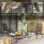 Set of 2 Outdoor Stackable Chairs with High Back & Breathable Mesh Seat, Black