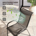 Set of 2 Outdoor Stackable Chairs with High Back & Breathable Mesh Seat, Black