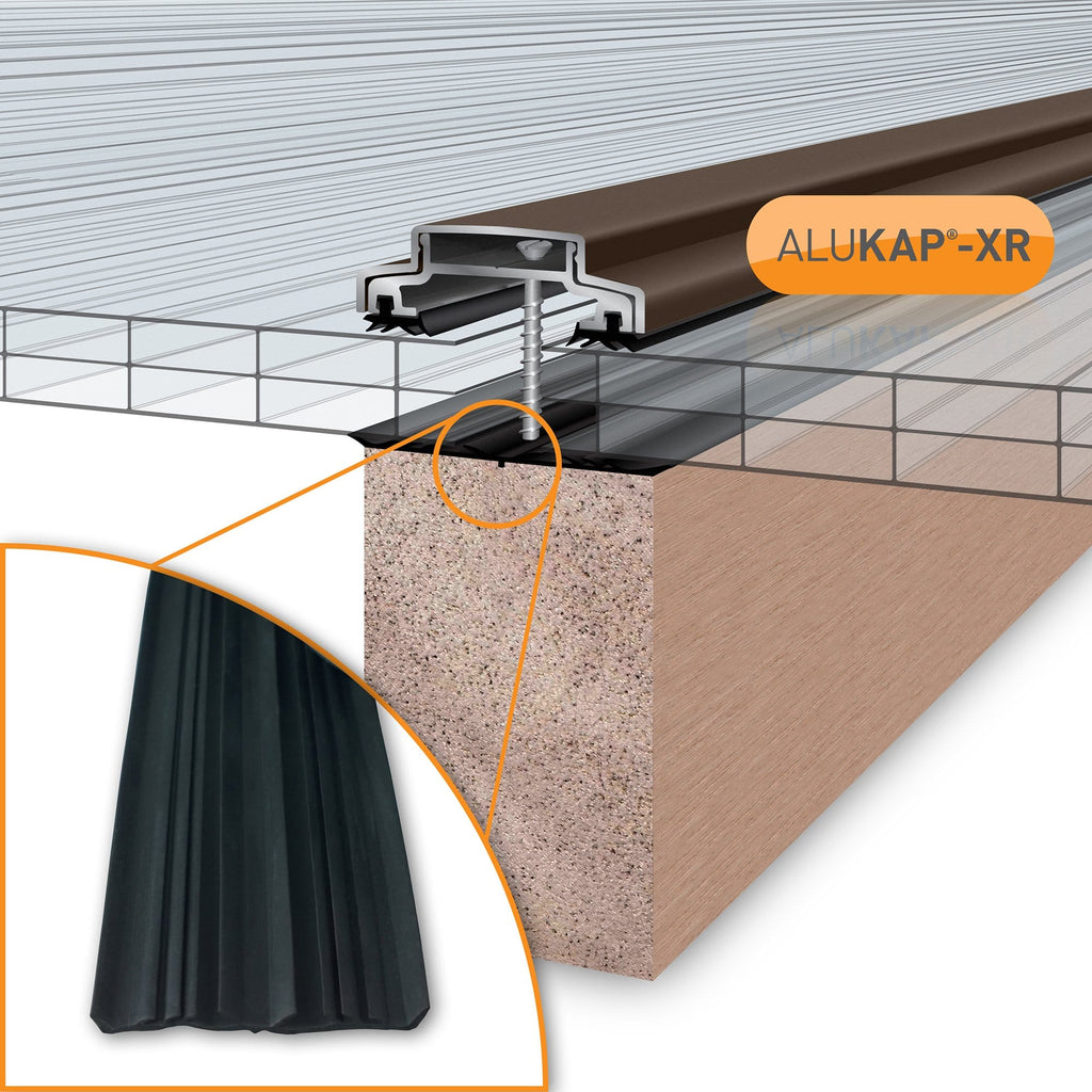 Alukap-XR 45mm Aluminium Bar with 45mm Slot Fit Rafter Gasket and End Cap - All Lengths