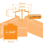 Alukap-XR Aluminium Hip Bar with 45mm Slot Fit Rafter Gasket and End Cap - All Lengths