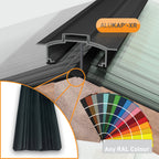 Alukap-XR Aluminium Hip Bar with 45mm Slot Fit Rafter Gasket and End Cap - All Lengths