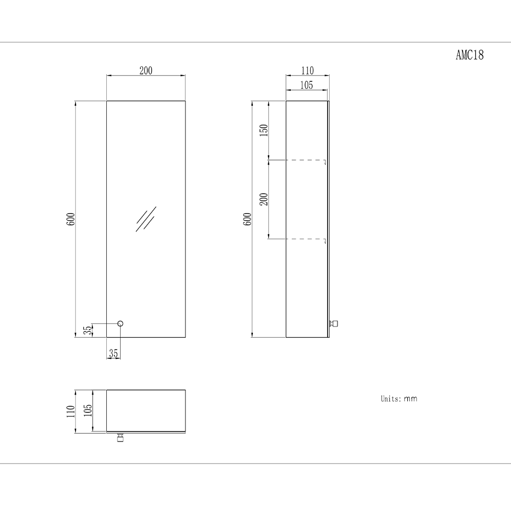 Revo  Non Illuminated Mirror Cabinet