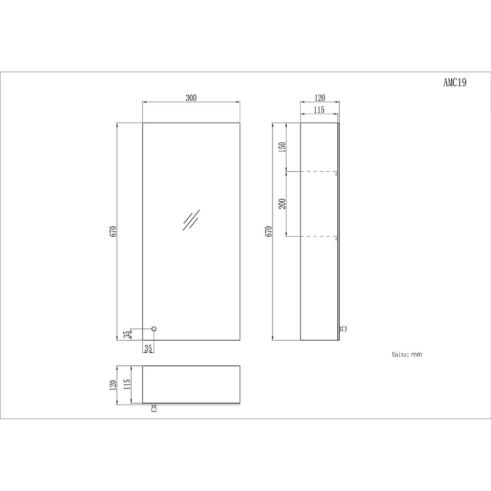 Revo  Non Illuminated Mirror Cabinet