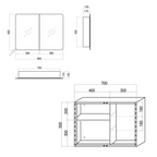 Malmo 2 Door Non Illuminated Mirror Cabinet - 800mm x 600mm