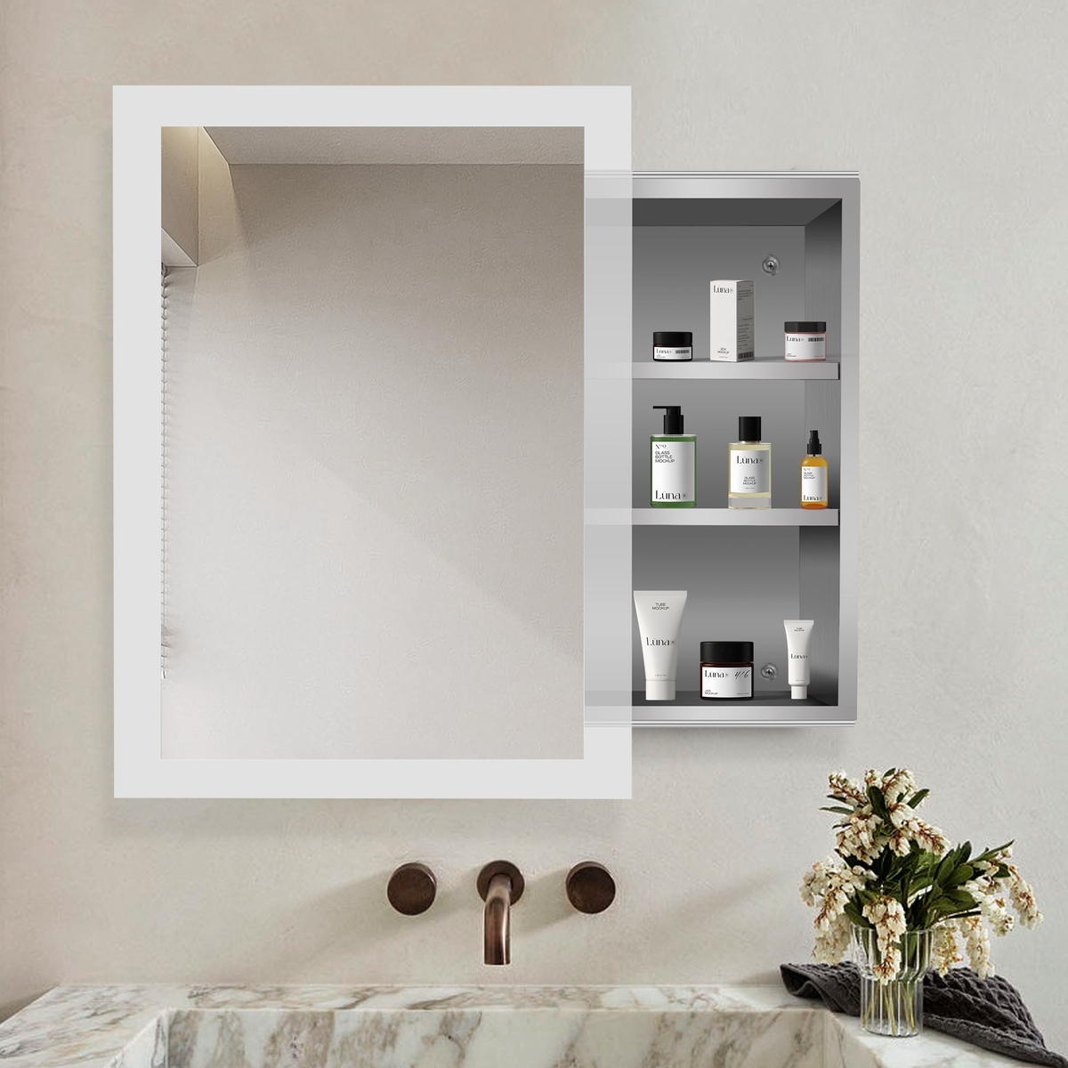 Bristol Non Illuminated Mirror Cabinet  - 480mm x 600mm