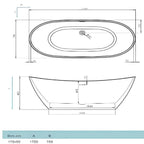 Aphrodite Freestanding Double Ended Bath - 1700 x 740mm