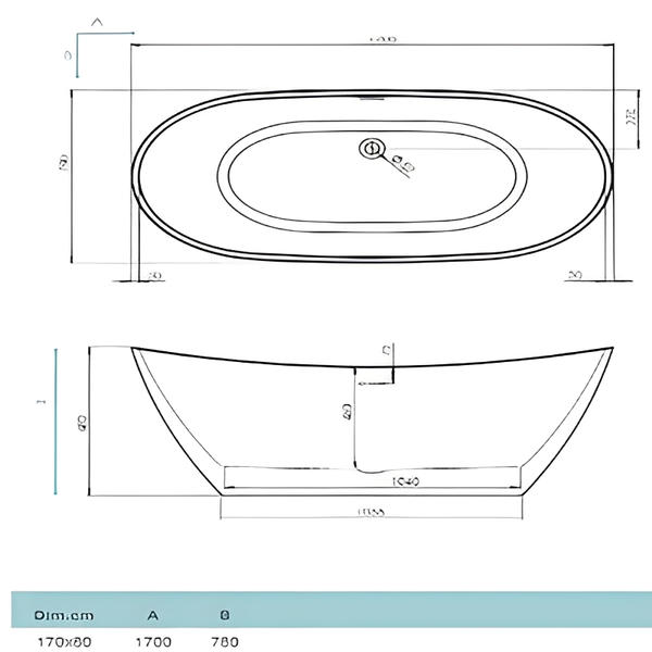Aphrodite Freestanding Double Ended Bath - 1700 x 740mm