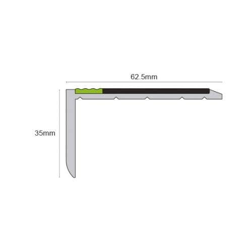 ASP - 62.5 x 35mm Tredsafe Non Slip Aluminator® Slimline PVC Stair Nosing