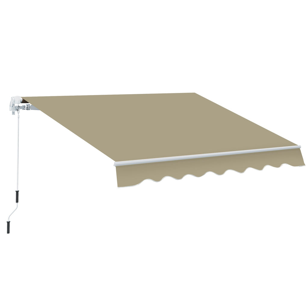 2.5 x 2m Manual Retractable Awning Canopy with Winding Handle for Garden, Patio, Khaki