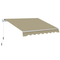 2.5 x 2m Manual Retractable Awning Canopy with Winding Handle for Garden, Patio, Khaki