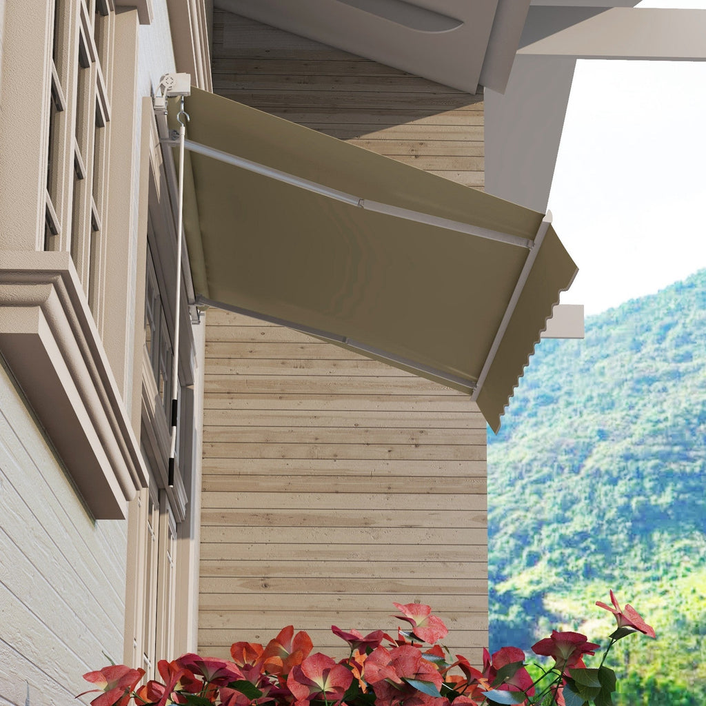 2.5 x 2m Manual Retractable Awning Canopy with Winding Handle for Garden, Patio, Khaki
