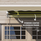 2.5 x 2m Manual Retractable Awning Canopy with Winding Handle for Garden, Patio, Khaki