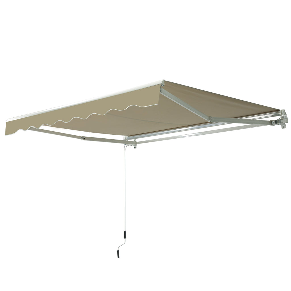 2.5 x 2m Manual Retractable Awning Canopy with Winding Handle for Garden, Patio, Khaki