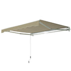 2.5 x 2m Manual Retractable Awning Canopy with Winding Handle for Garden, Patio, Khaki