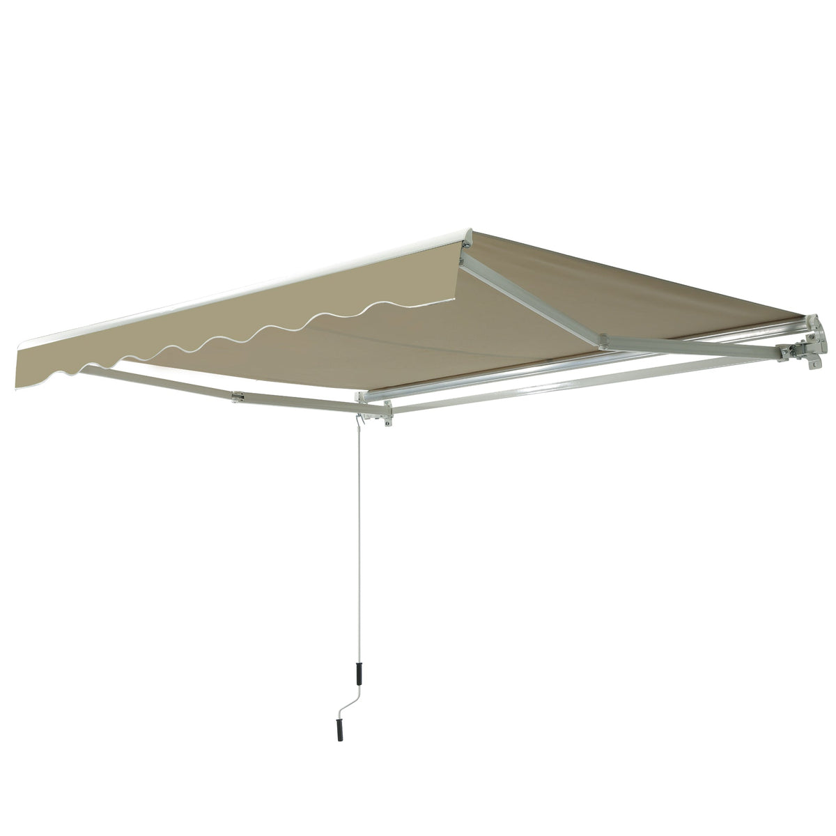 2.5 x 2m Manual Retractable Awning Canopy with Winding Handle for Garden, Patio, Khaki