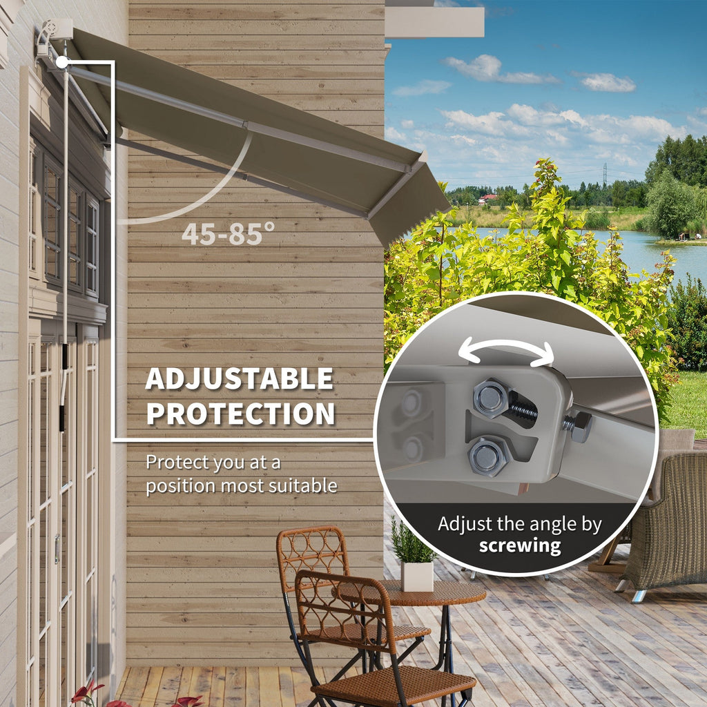 2.5 x 2m Manual Retractable Awning Canopy with Winding Handle for Garden, Patio, Khaki