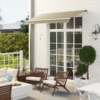 2.5 x 2m Manual Retractable Awning Canopy with Winding Handle for Garden, Patio, Khaki