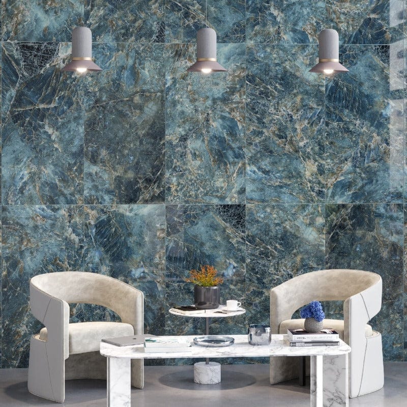 Gloss Blue Atlantic Marble Effect 1200mm x 600mm (Pack Of 2)