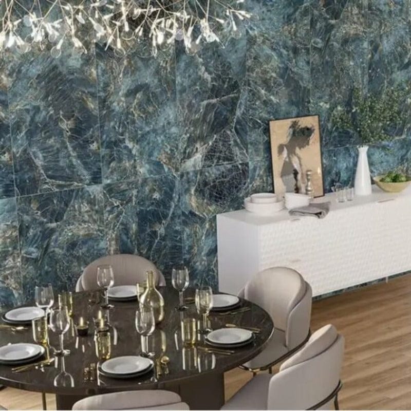 Gloss Blue Atlantic Marble Effect 1200mm x 600mm (Pack Of 2)