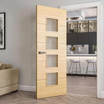 Augusta Oak Prefinished Glazed Internal Fire Door FD30 - All Sizes