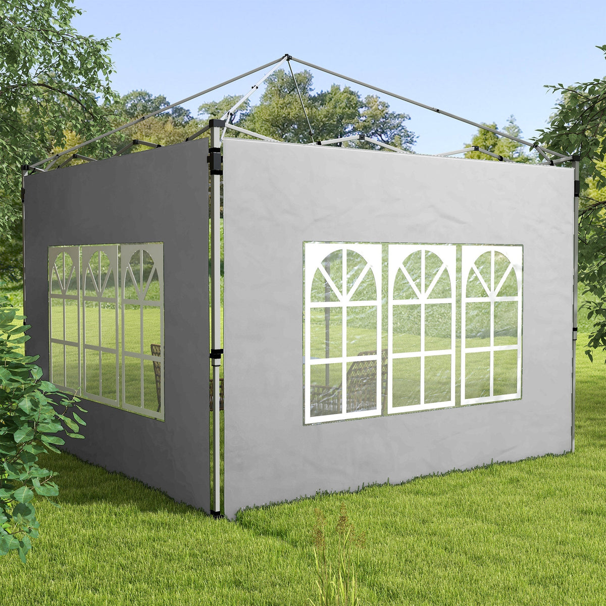Gazebo Side Panels for 3x3(m) or 3x4(m) Pop Up Gazebo, 2 Pack Sides Replacement, Grey