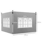 Gazebo Side Panels for 3x3(m) or 3x4(m) Pop Up Gazebo, 2 Pack Sides Replacement, Grey