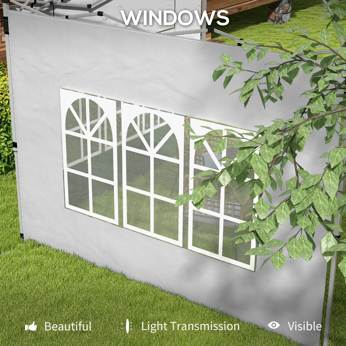 Gazebo Side Panels for 3x3(m) or 3x4(m) Pop Up Gazebo, 2 Pack Sides Replacement, Grey