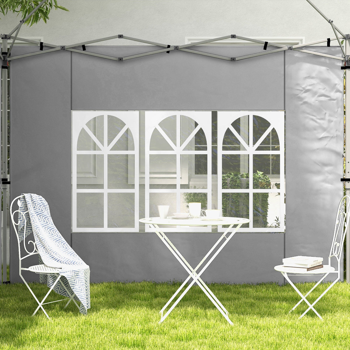 Gazebo Side Panels for 3x3(m) or 3x4(m) Pop Up Gazebo, 2 Pack Sides Replacement, Grey