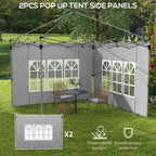 Gazebo Side Panels for 3x3(m) or 3x4(m) Pop Up Gazebo, 2 Pack Sides Replacement, Grey
