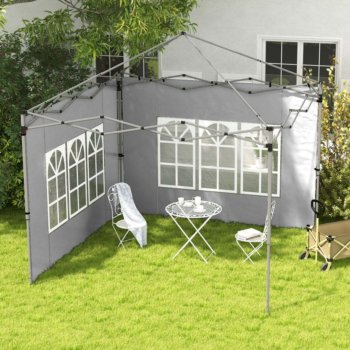 Gazebo Side Panels for 3x3(m) or 3x4(m) Pop Up Gazebo, 2 Pack Sides Replacement, Grey