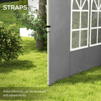 Gazebo Side Panels for 3x3(m) or 3x4(m) Pop Up Gazebo, 2 Pack Sides Replacement, Grey