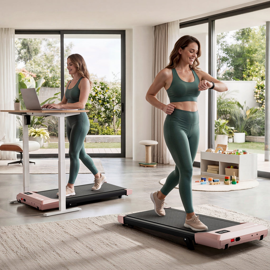 DeerRun Q2 Urban 7% Incline Under-desk Walking Pad with Smart Control | Rose Gold