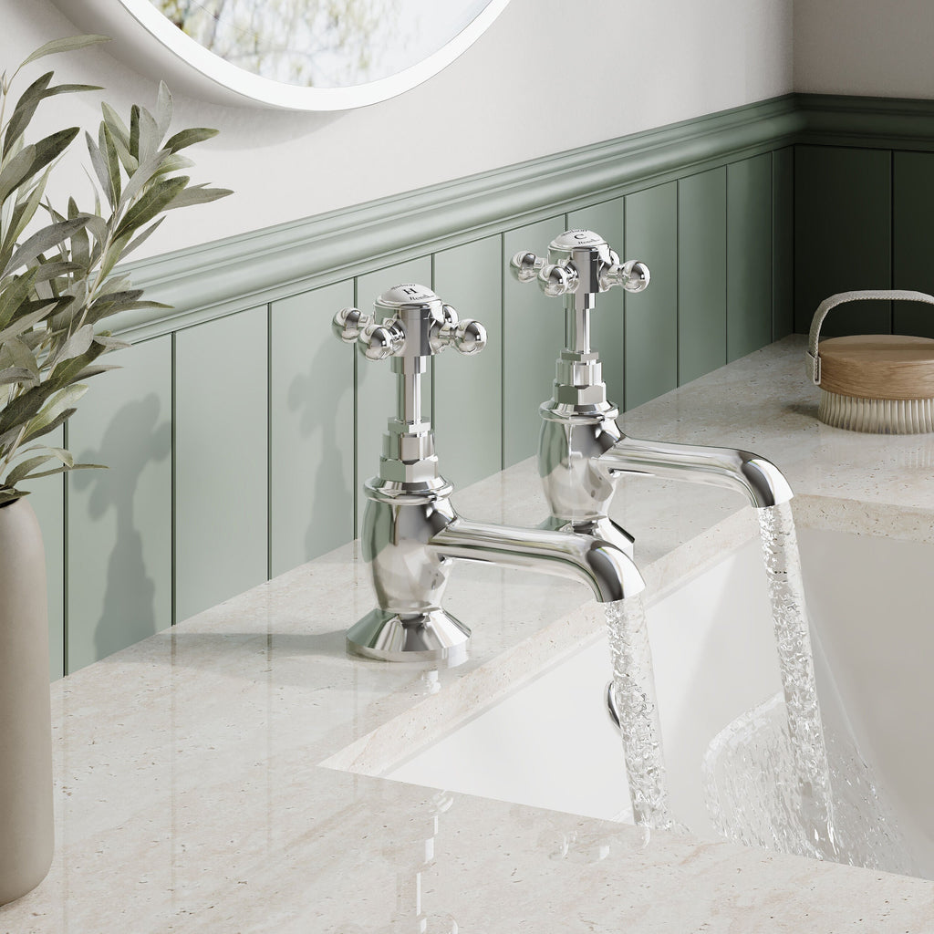 Claremont Topaz Hexagonal Crosshead Basin Pillar Taps