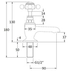 Claremont Topaz Hexagonal Crosshead Basin Pillar Taps